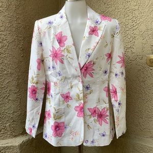 New white/pink /purple flowers Chadwick's linen jacket
